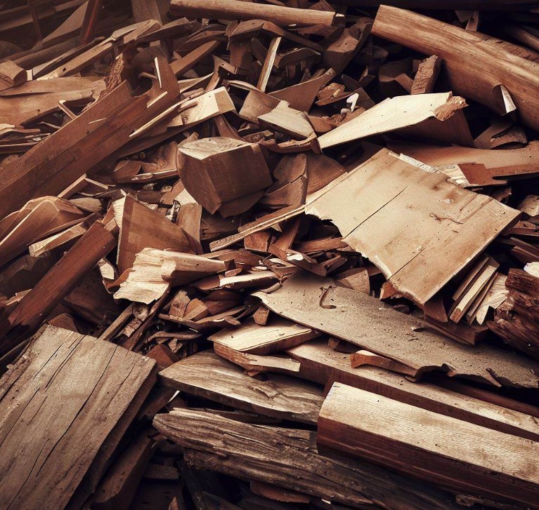 zniszczone odpady z drewna