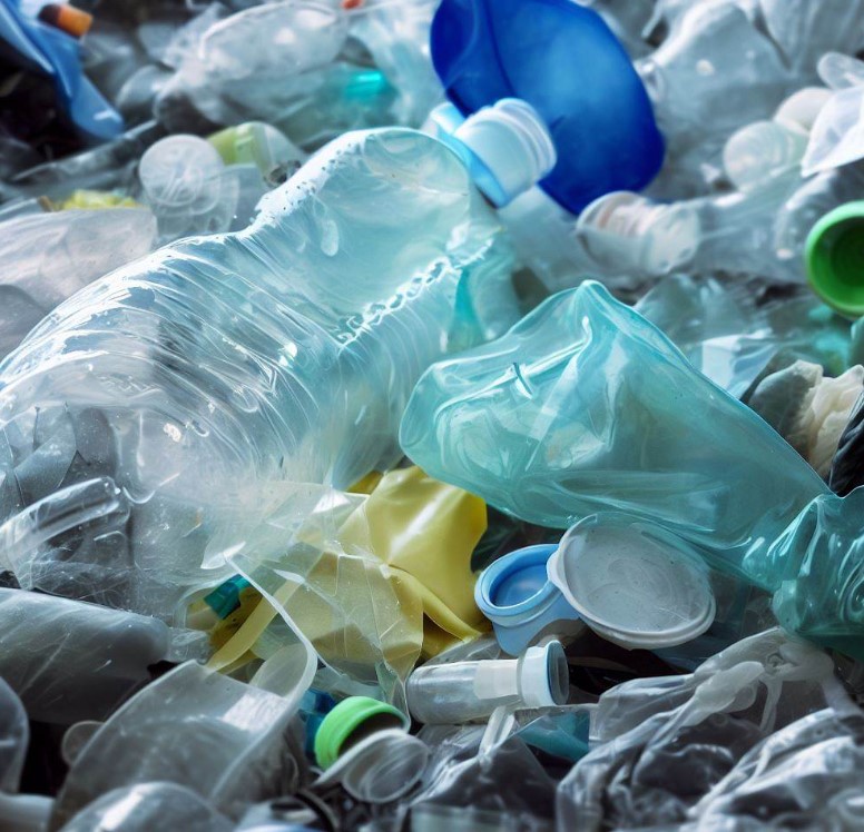 pozgniatane odpady z plastiku