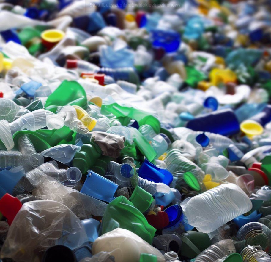 plastikowe odpady w tym butelki i opakowania
