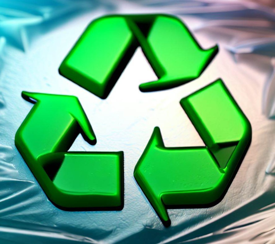 symbol recyklingu na plastikowym tle