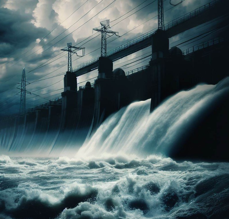 woda wypływająca z elektrowni wodnej