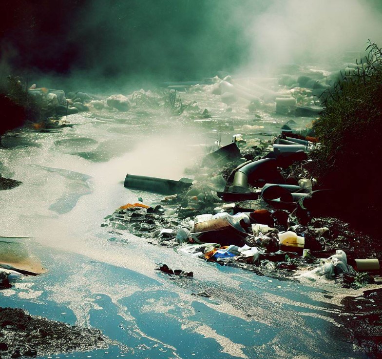 bardzo zanieczyszczony odcinek rzeki