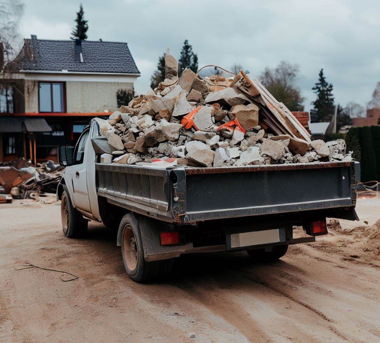 furgonetka wywożąca odpady budowlane