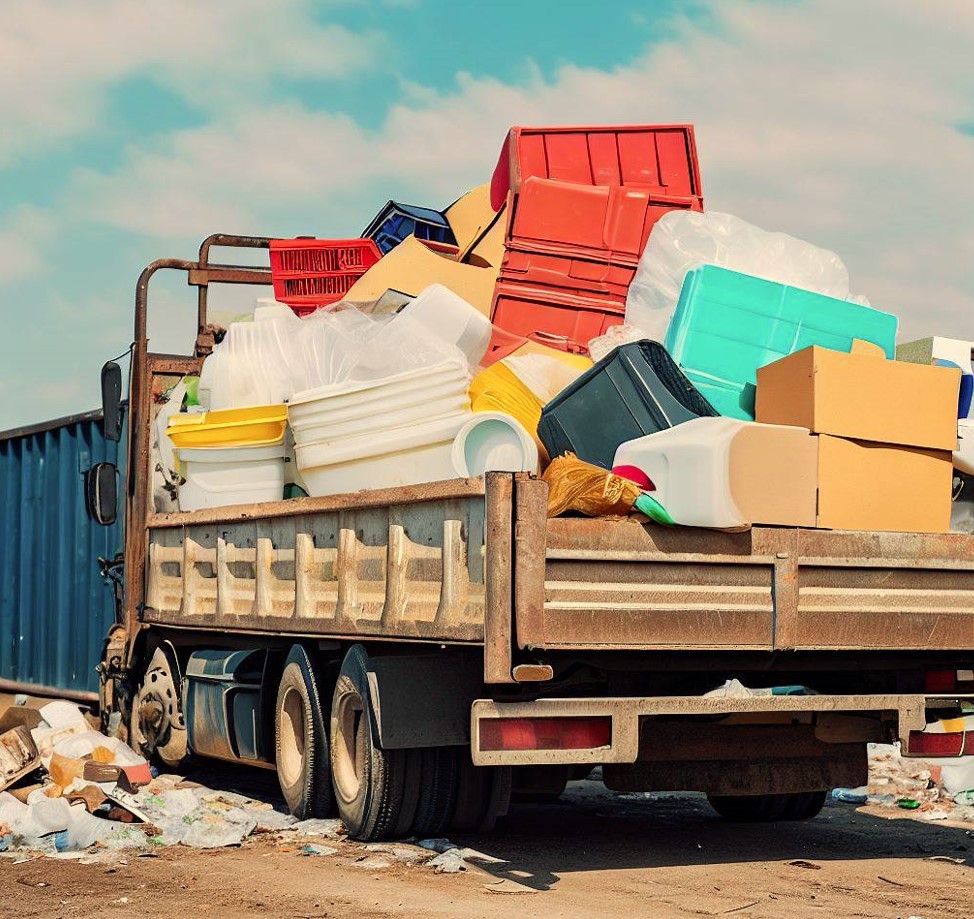 odpady zmieszane wywożone na ciężarówce