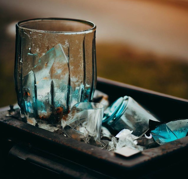 odpady szklane w pojemniku
