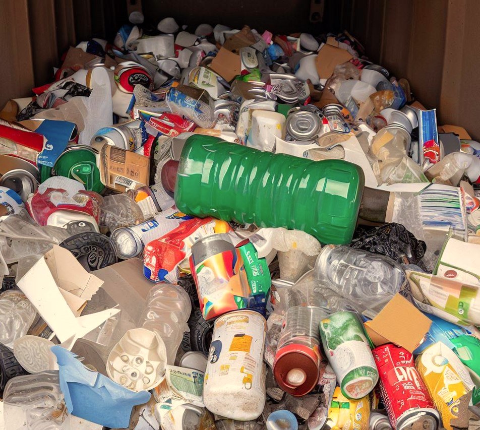 zmieszane odpady opakowaniowe z plastikową butelką